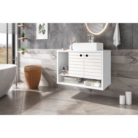 Manhattan Comfort Liberty Floating 31.49 Bathroom Vanity with Sink and 2 Shelves in White