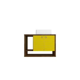 Liberty Floating 31.49 Bathroom Vanity with Sink and 2 Shelves in Rustic Brown and Yellow