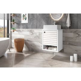 Manhattan Comfort Liberty Floating 17.71 Bathroom Vanity with Sink and Shelf in White