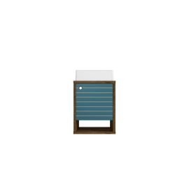 Liberty Floating 17.71 Bathroom Vanity with Sink and Shelf in Rustic Brown and Aqua Blue