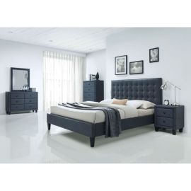 ACME Saveria Upholstered Platform Bedroom Set In Two-Tone Gray PU