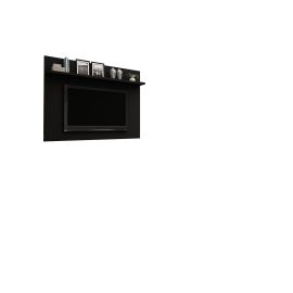 Manhattan Comfort Tribeca 53.94 Mid-Century Modern TV Panel with Overhead Décor Shelf in Black