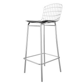 Madeline 41.73" Barstool Set of 3 in Silver and Black