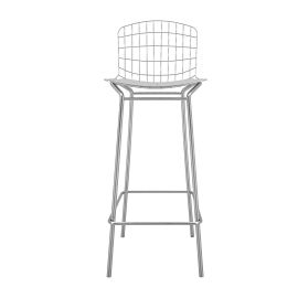 Madeline 41.73" Barstool Set of 3 in Silver and White