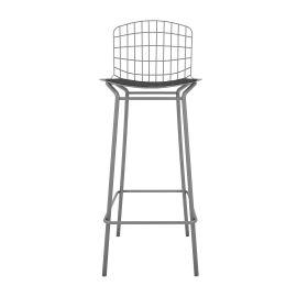 Madeline 41.73" Barstool Set of 3 with Seat Cushion in Charcoal Grey and Black