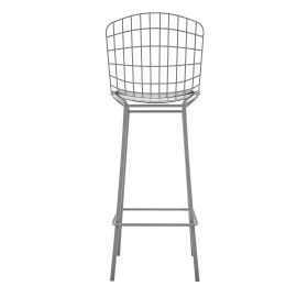 Madeline 41.73" Barstool Set of 3 with Seat Cushion in Charcoal Grey and White