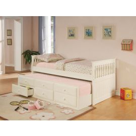 Coaster Fine Twin Captain's Bed with Storage Trundle White