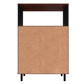 Manhattan Comfort Mosholu Accent Cabinet with 3 Shelves in Black and Nut Brown