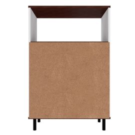 Mosholu Accent Cabinet with 3 Shelves in White and Nut Brown