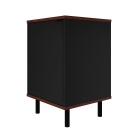 Mosholu Nightstand with 2 Shelves in Black and Nut Brown