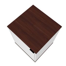 Manhattan Comfort Mosholu Nightstand with 2 Shelves in White and Nut Brown