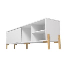 Bowery 72.83 TV Stand with 4 Shelves in White and Oak