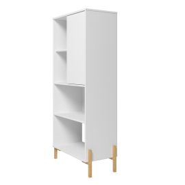 Bowery Bookcase with 5 Shelves in White and Oak