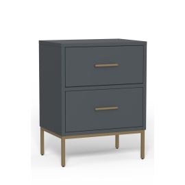 Alpine Madelyn Two Drawer Nightstand, Slate Gray