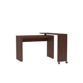 Manhattan Comfort Calabria Nested Desk with swivel feature in Nut Brown