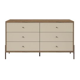 Manhattan Comfort Joy 59" Wide Double Dresser with 6 Full Extension Drawers in Off White