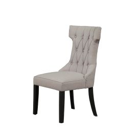 Alpine Manchester Set of 2 Upholstered Side Chairs, Light Grey/Black