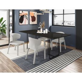 Celine Dining Table with 4 Conrad Faux Leather Chairs in Black and Cream