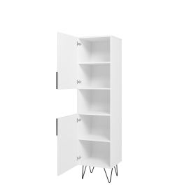 Manhattan Comfort Beekman 17.51 Narrow Bookcase Cabinet with 5 Shelves in White