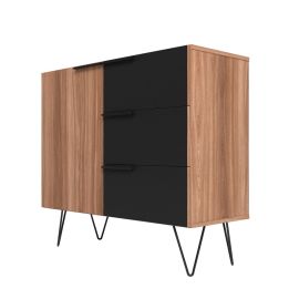 Manhattan Comfort Beekman 35.43 Dresser with 2 Shelves in Brown and Black