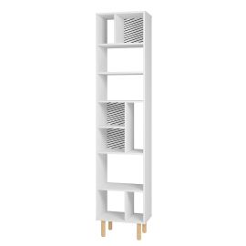 Manhattan Comfort Essex 77.95 Bookcase with 10 Shelves in White and Zebra