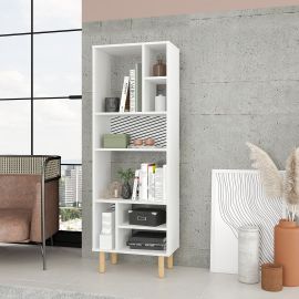 Manhattan Comfort Essex 60.23 Décor Bookcase with 8 Shelves in White and Zebra