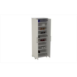 Manhattan Comfort Catalonia Mobile Shoe Closet 1.0 with 10 shelves in White