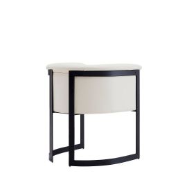 Manhattan Comfort Celine Dining Table with 6 Corso Faux Leather Chairs in Black and Cream