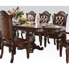 ACME Vendome Double Pedestal Dining Set In Cherry