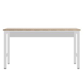 Fortress 72.4" Natural Wood and Steel Garage Table in White