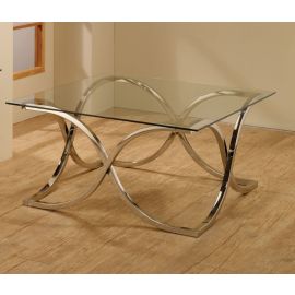 Coaster Fine Curved X-shaped Coffee Table Nickel and Clear