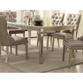 ACME Kacela Dining Table in Mirror & Champagne