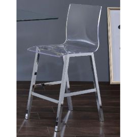 ACME Nadie Counter Height Chair (Set-2) in Clear Acrylic & Chrome