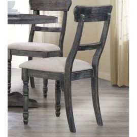 ACME Leventis Side Chair (Set-2) in Light Brown Linen & Weathered Gray