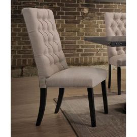 ACME Morland Side Chair (Set-2) in Tan Linen & Vintage Black
