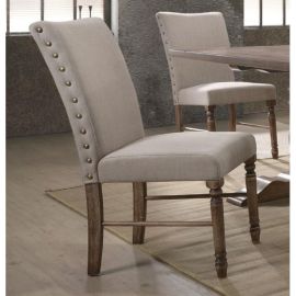 ACME Leventis Side Chair (Set-2) in Cream Linen & Weathered Oak
