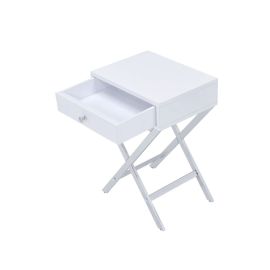 ACME Coleen Side Table, White & Chrome 