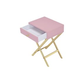 ACME Coleen Side Table, Pink & Gold 