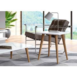 Manhattan Comfort Utopia 19.84" High Square End Table With Splayed Wooden Legs in White Gloss,