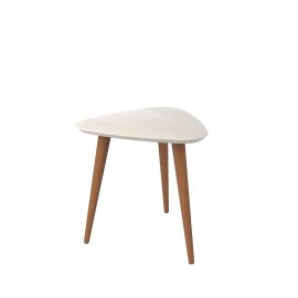 Manhattan Comfort Utopia 19.88" High Triangle End Table With Splayed Wooden Legs in Off White
