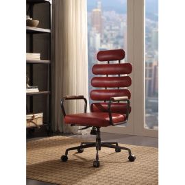 ACME Calan Office Chair in Antique Red Top Grain Leather
