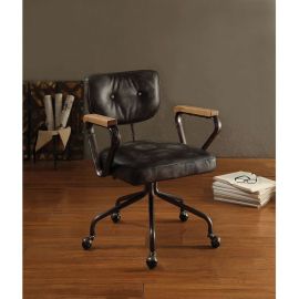 ACME Hallie Office Chair in Vintage Black Top Grain Leather
