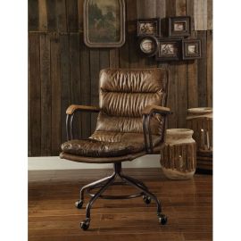 ACME Harith Office Chair in Vintage Whiskey Top Grain Leather