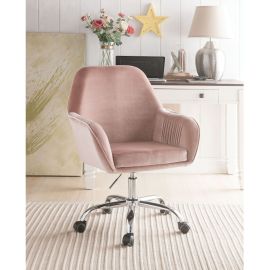ACME Eimer Office Chair in Peach Velvet & Chrome