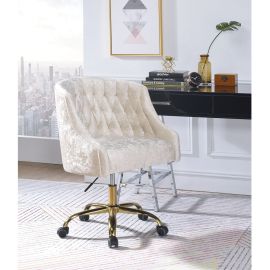 ACME Levian Office Chair in Vintage Cream Velvet & Gold