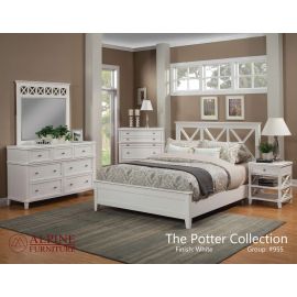 Alpine Potter Queen Panel Bed, White