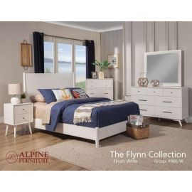 Alpine Flynn Mid Century Modern 7 Drawer Dresser, White