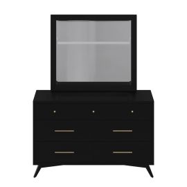 Alpine Flynn Mid Century Modern 7 Drawer Dresser, Black
