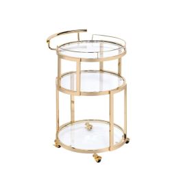 ACME Madelina Serving Cart, Gold & Clear Glass
