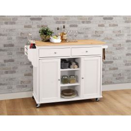 ACME Tullarick Kitchen Cart, Natural & White 98305
